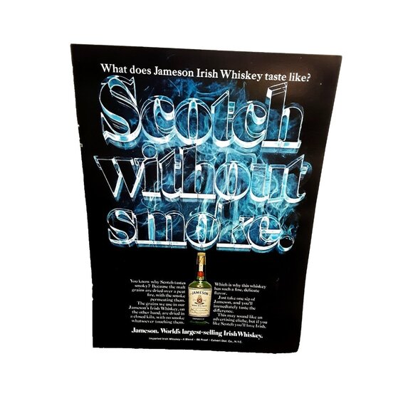 1976 Jameson Irish Whiskey Scotch Without Smoke Vintage Print Ad - Picture 1 of 1